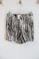 NEW Fifteen Twenty Black Cream Zebra Striped Shorts | XS