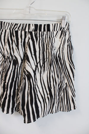 NEW Fifteen Twenty Black Cream Zebra Striped Shorts | XS