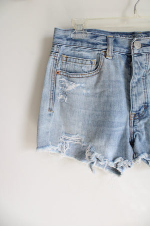 American Eagle Distressed Denim Light Wash Shorts | 4