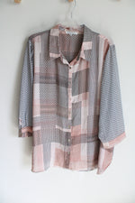 Rose + Olive Pink Patterned Chiffon Blouse | 3XL