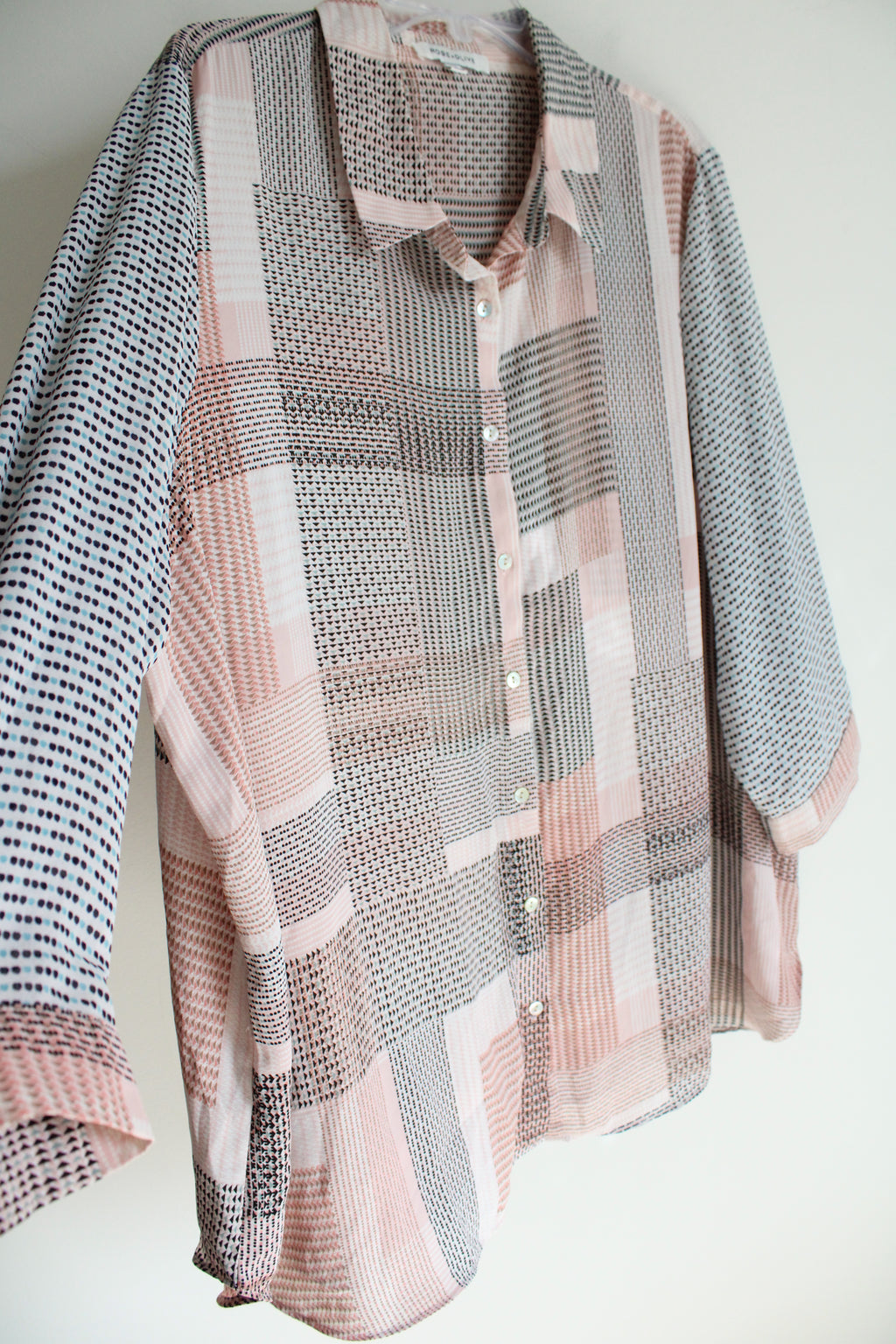 Rose + Olive Pink Patterned Chiffon Blouse | 3XL