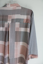 Rose + Olive Pink Patterned Chiffon Blouse | 3XL