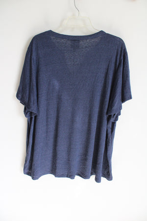 NEW Bobeau Blue Knit Embroidered Top | 3X