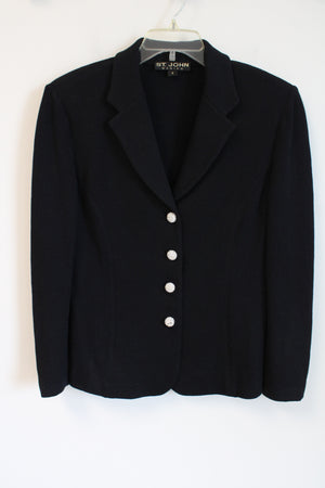 St. John Basics Black Knit Blazer Jacket | 8