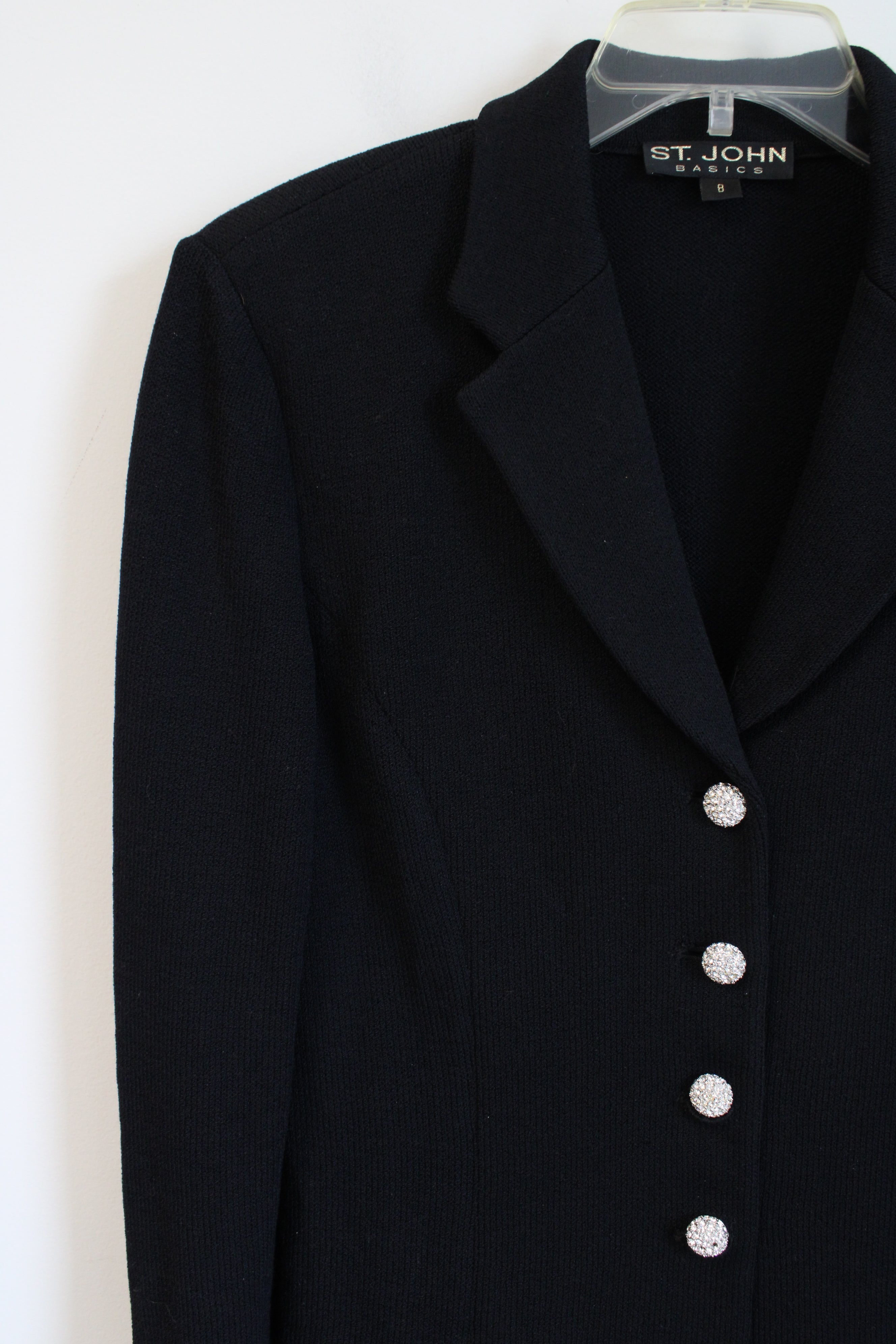 St. John Basics Black Knit Blazer Jacket | 8