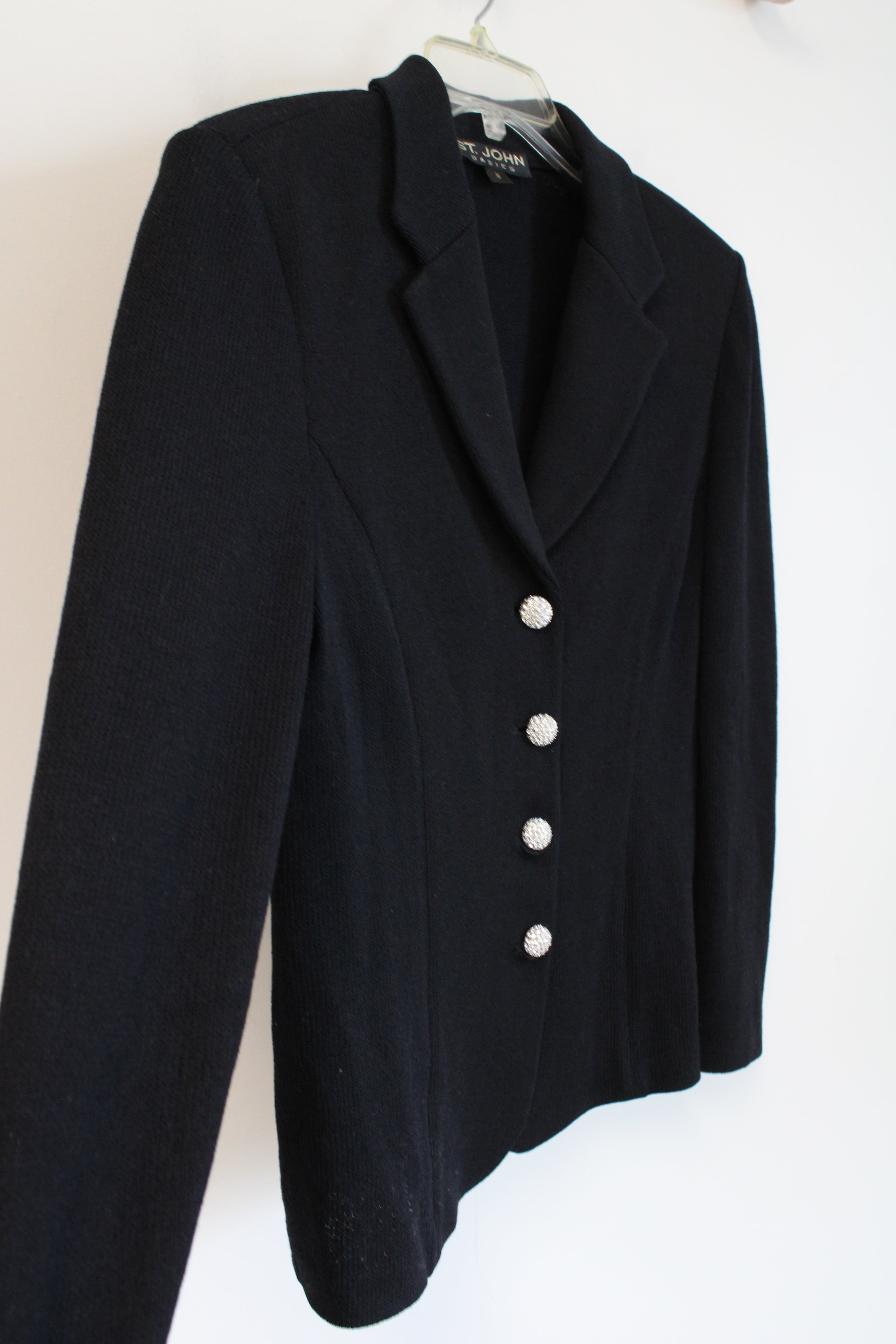 St. John Basics Black Knit Blazer Jacket | 8