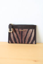 Coach Tiger Striped Brown Card Holder Wallet