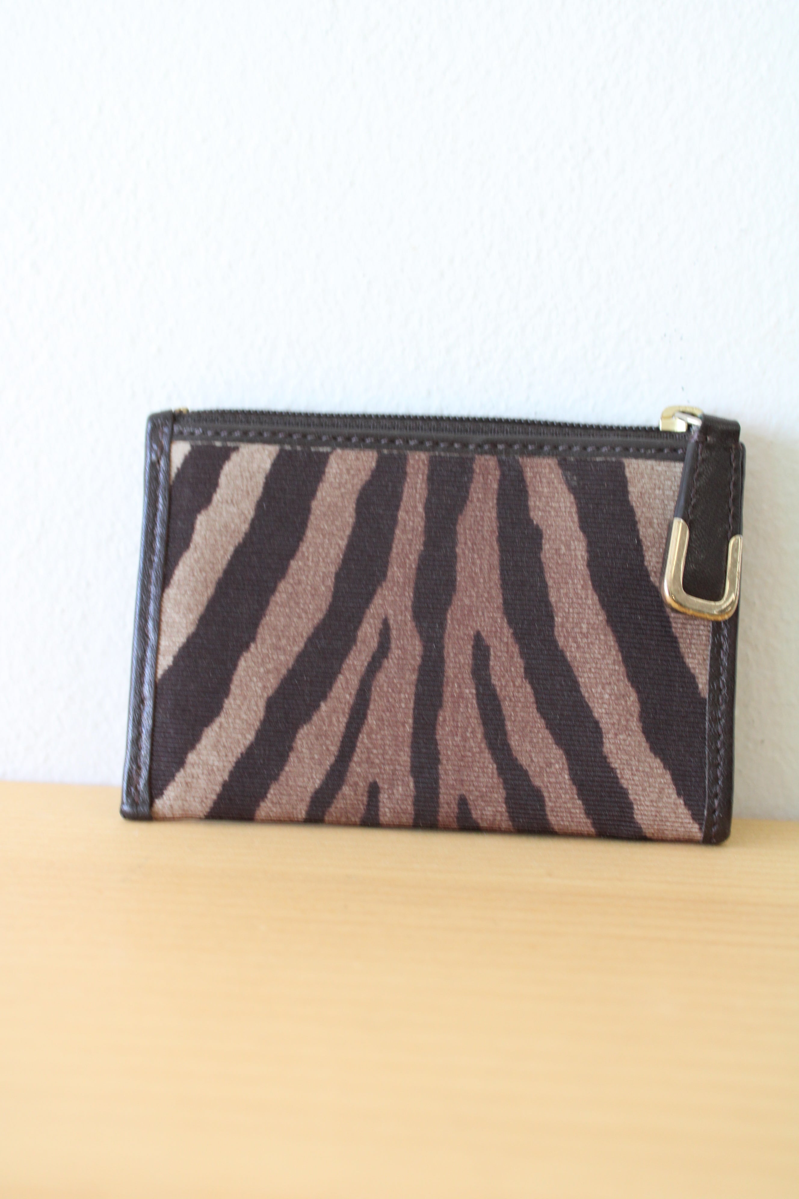 Coach Tiger Striped Brown Card Holder Wallet