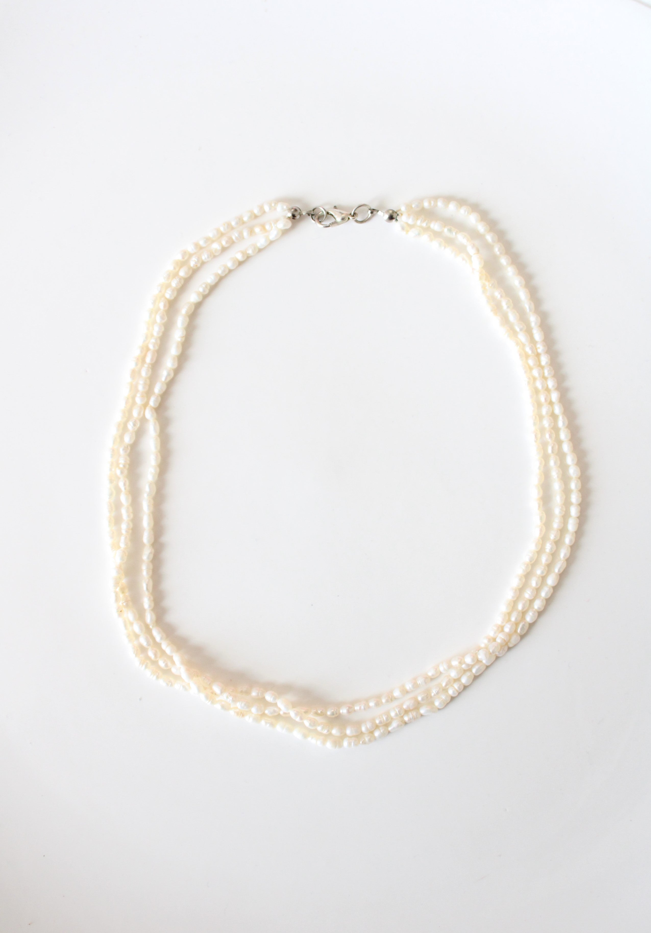 Layered 3 Strand Baroque Pearl Necklace