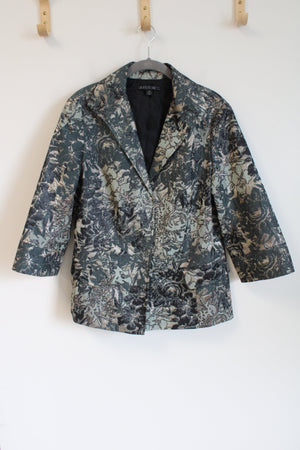 Lafayette 148 New York Helena Brocade Green Gray Floral Blazer Jacket | 10