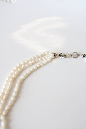 Layered 3 Strand Baroque Pearl Necklace