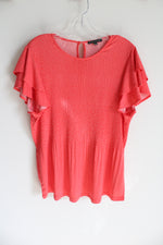 Adrianna Papell Coral Pink Dotted Pleat Blouse | L