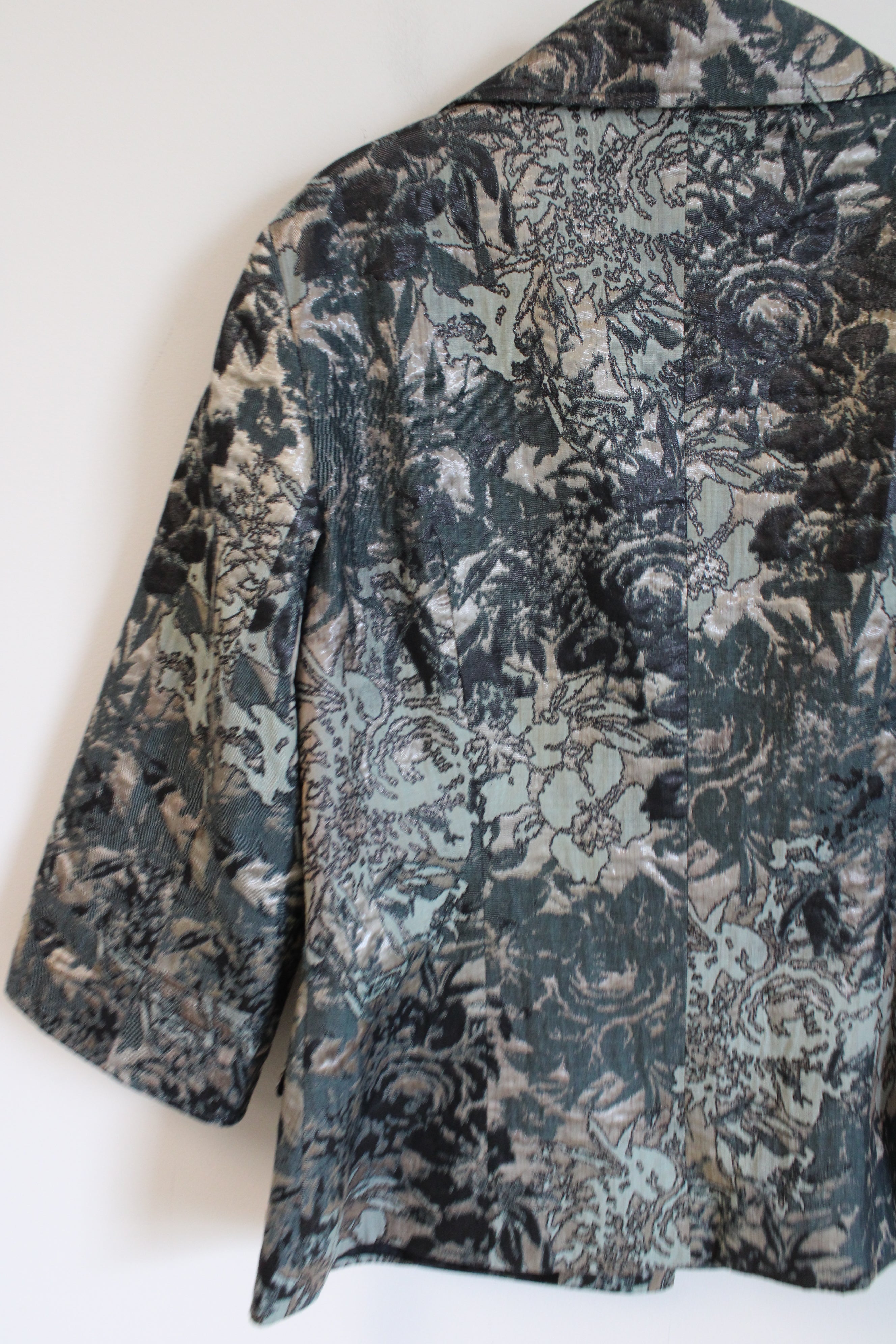 Lafayette 148 New York Helena Brocade Green Gray Floral Blazer Jacket | 10