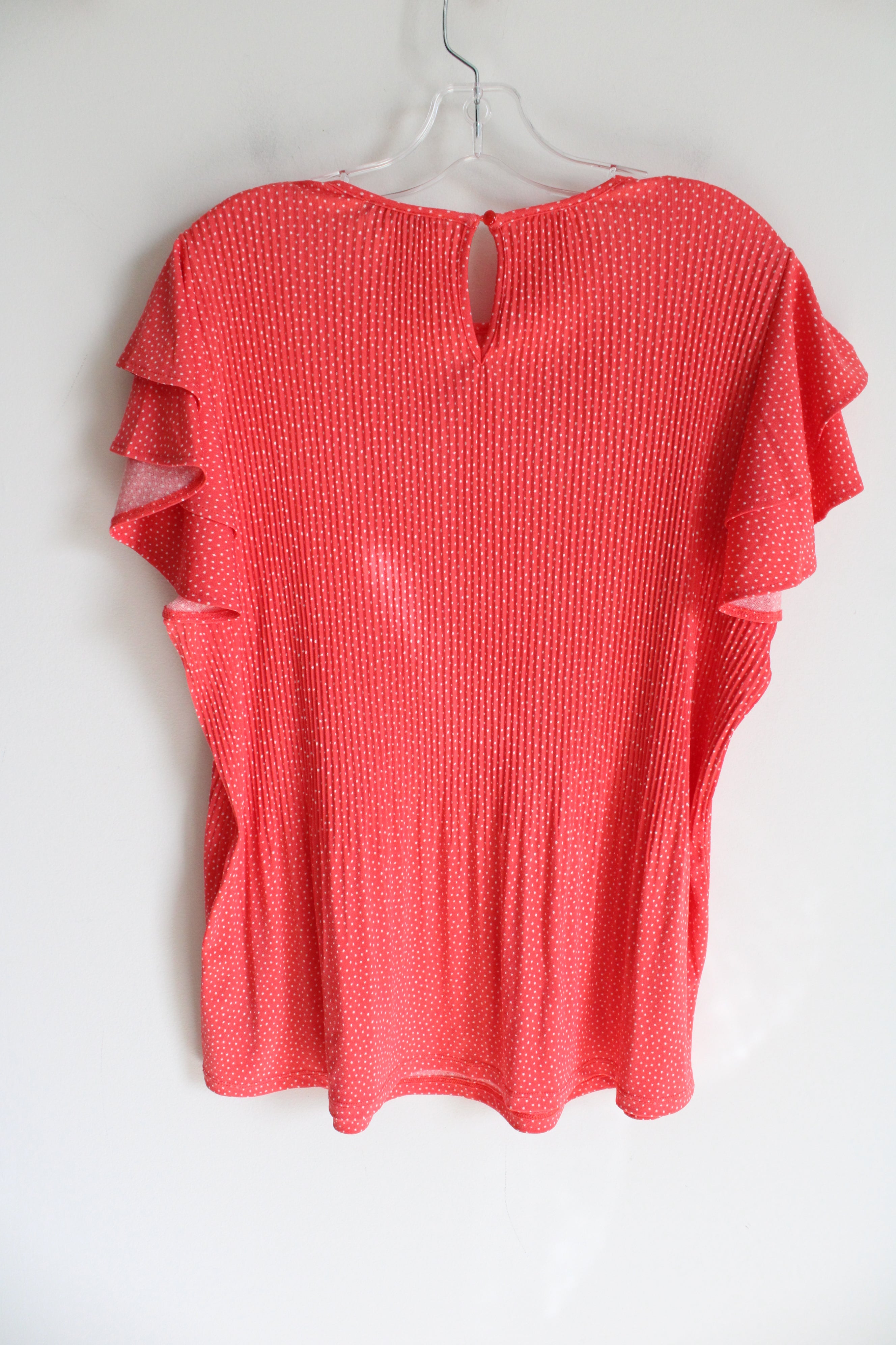 Adrianna Papell Coral Pink Dotted Pleat Blouse | L