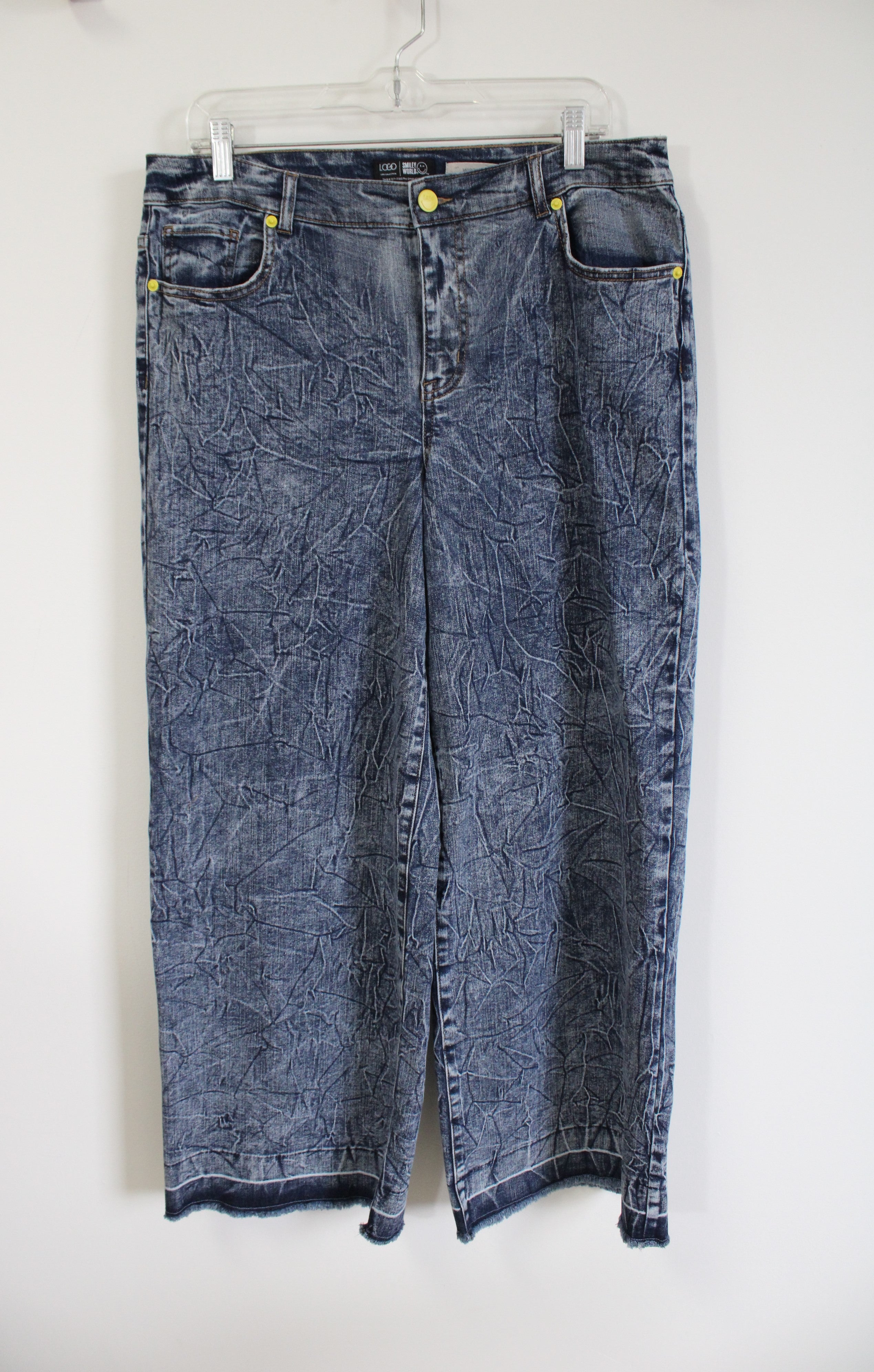 LOGO Smiley World Wide Leg Acid Wash Jeans | 12