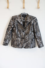 Lafayette 148 New York Gray Brown Shimmer Animal Print Blazer Jacket | 6 Petite