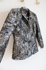 Lafayette 148 New York Gray Brown Shimmer Animal Print Blazer Jacket | 6 Petite