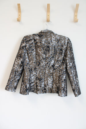 Lafayette 148 New York Gray Brown Shimmer Animal Print Blazer Jacket | 6 Petite