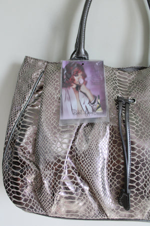 NEW Rebel By Rhianna Alligator Silver Metallic Patterned Tote