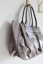 NEW Rebel By Rhianna Alligator Silver Metallic Patterned Tote