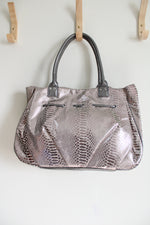 NEW Rebel By Rhianna Alligator Silver Metallic Patterned Tote