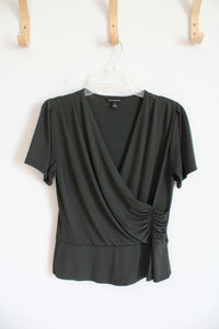 Banana Republic Dark Green Wrap Cinched Top | S