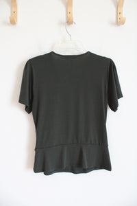 Banana Republic Dark Green Wrap Cinched Top | S