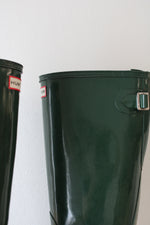 Hunter Original Tall Forrest Green Rubber Rain Boots | Size 9