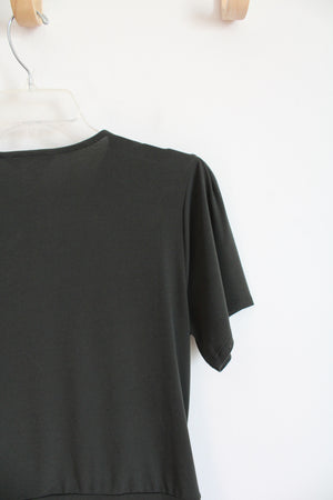 Banana Republic Dark Green Wrap Cinched Top | S