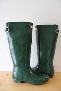 Hunter Original Tall Forrest Green Rubber Rain Boots | Size 9