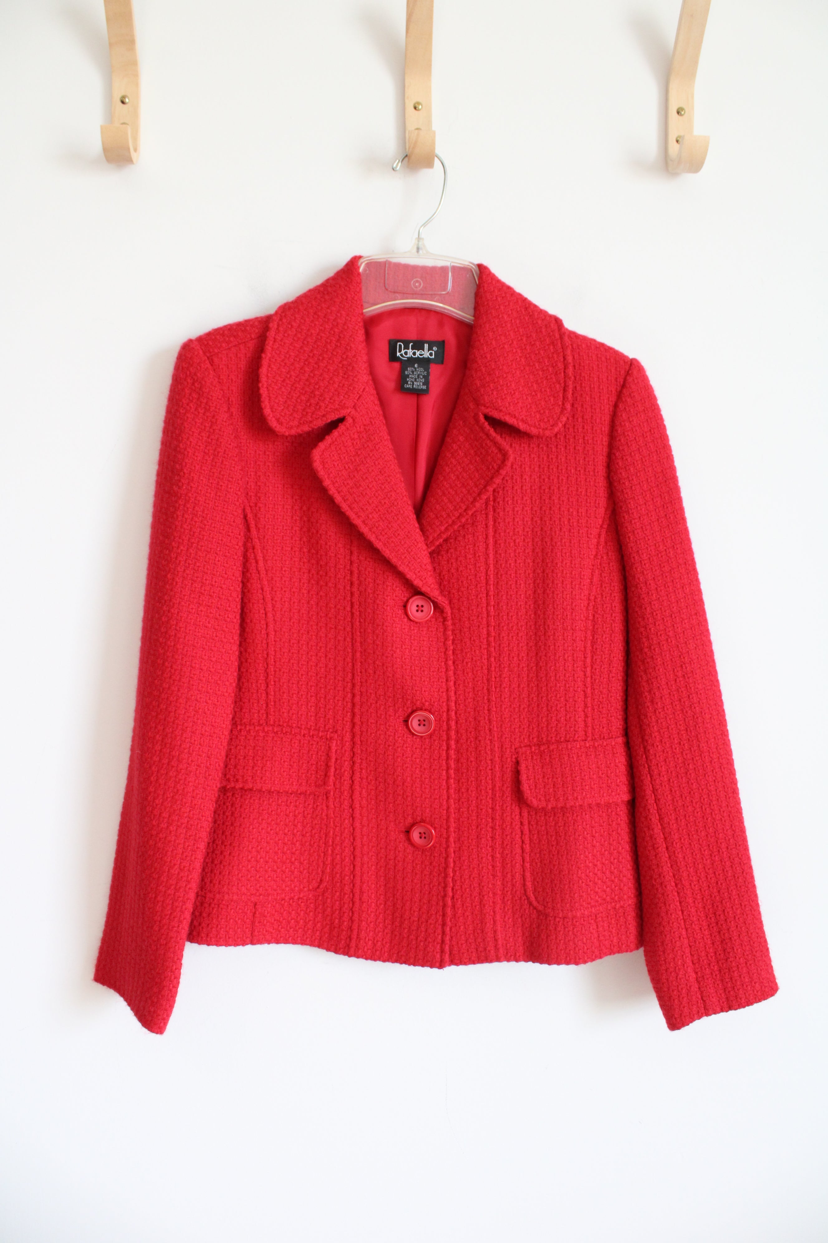 Rafaella Red Wool Blend Blazer Jacket | 6