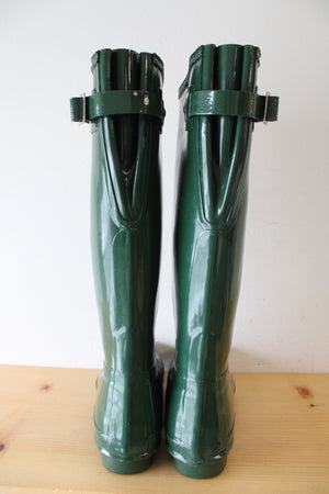 Hunter Original Tall Forrest Green Rubber Rain Boots | Size 9