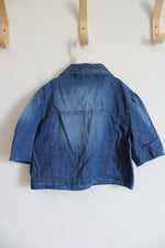 Rare Editions Chambray Puffed Sleeve Gold Studded Cropped Shirt | Youth 14