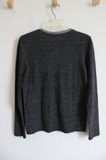 Cat & Jack Heathered Dark Gray Henley Shirt | Youth L (12/14)