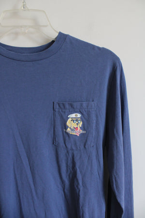 Vineyard Vines Party Animal Dog Blue Long Sleeved Shirt | Youth XL (18)