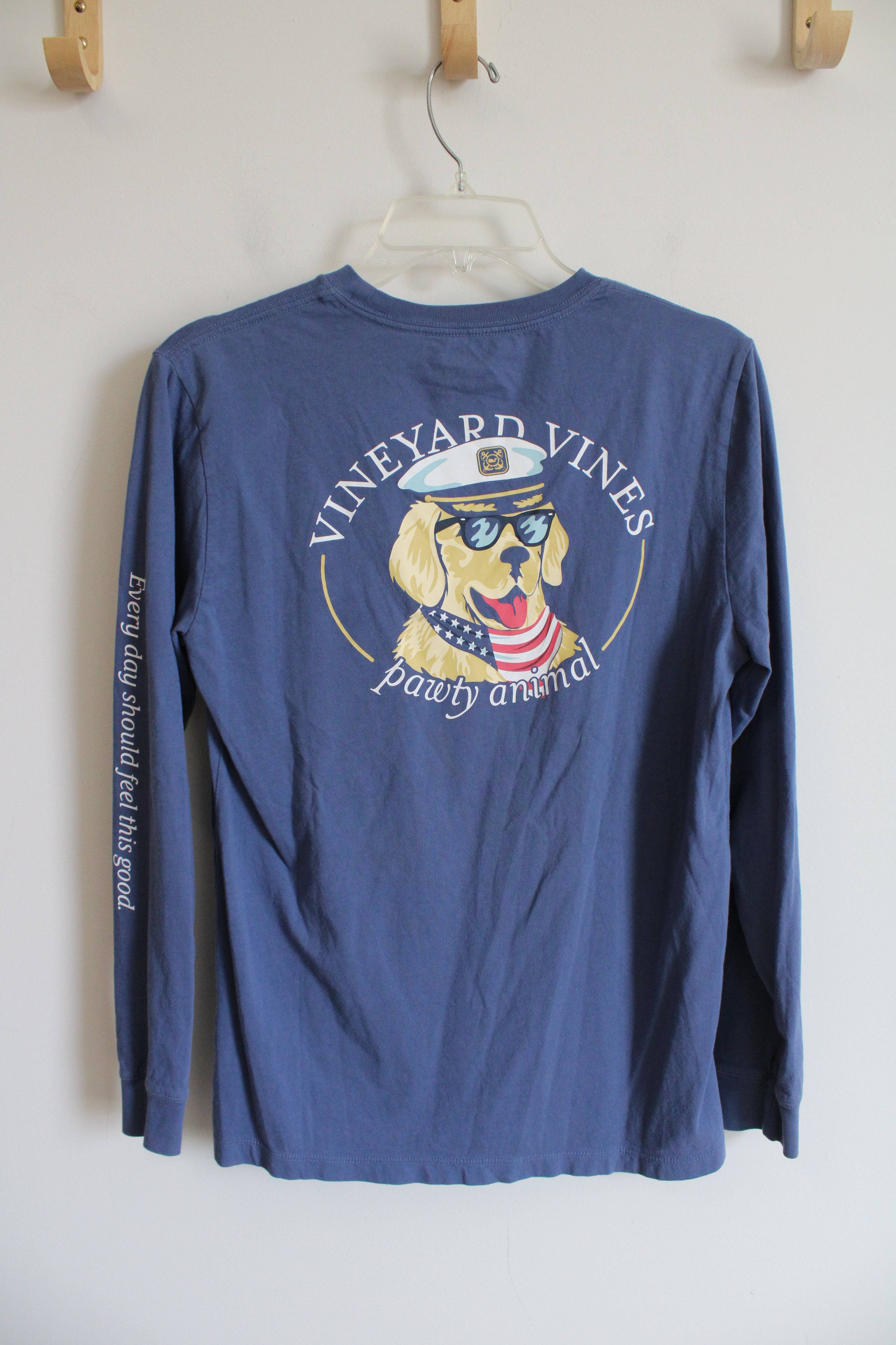 Vineyard Vines Party Animal Dog Blue Long Sleeved Shirt | Youth XL (18)