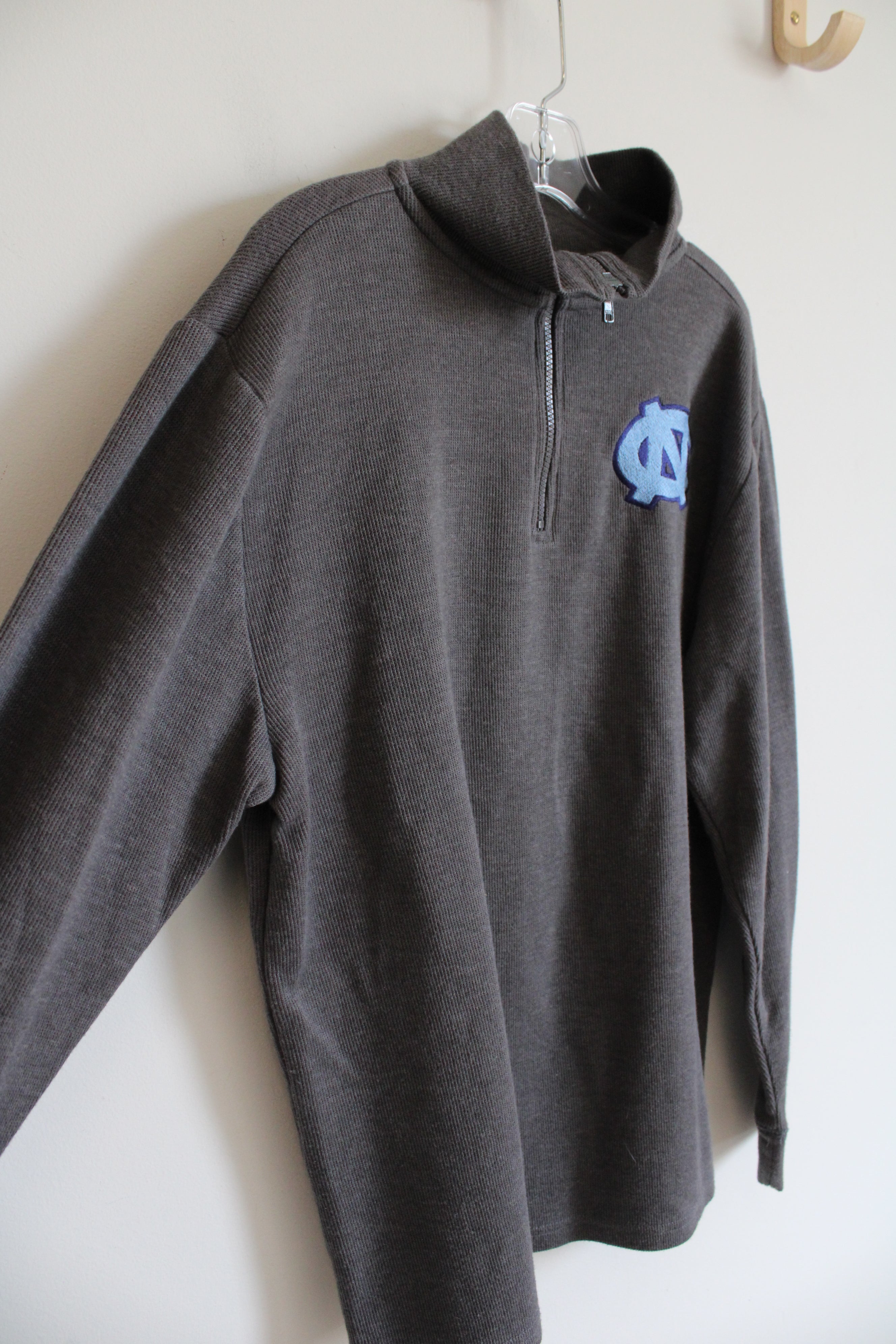 Faded Glory Blue North Carolina Patch Gray Quarter Zip Sweatshirt | Youth XL (14/16)