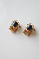 Anson Black Cabochon Gold Cufflinks