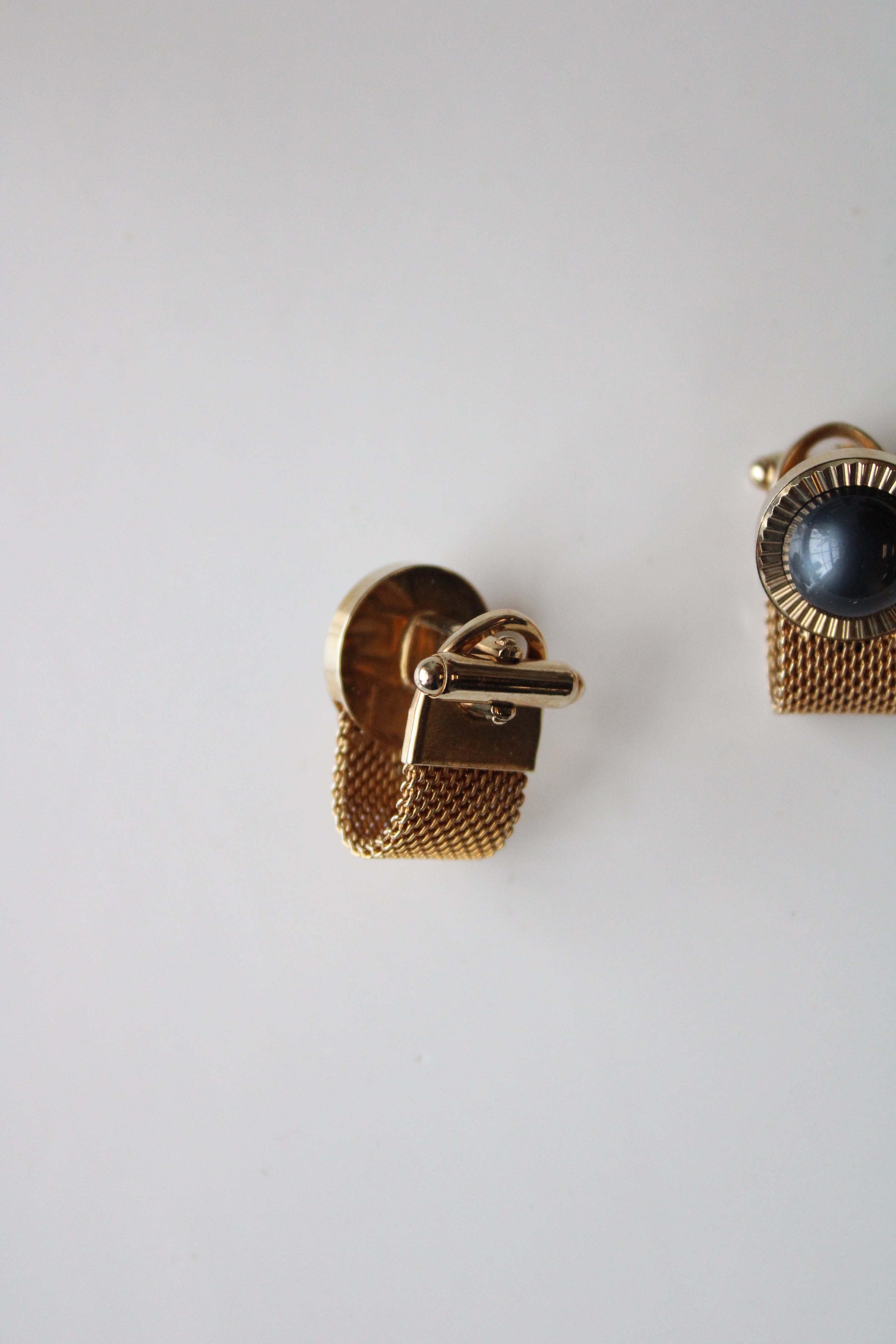 Anson Black Cabochon Gold Cufflinks