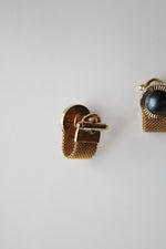 Anson Black Cabochon Gold Cufflinks