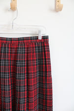 Austin Hill Vintage Red & Black Plaid Pleated Wool Skirt | 10