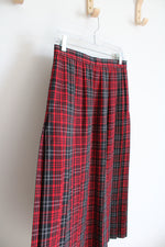 Austin Hill Vintage Red & Black Plaid Pleated Wool Skirt | 10