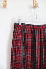 Austin Hill Vintage Red & Black Plaid Pleated Wool Skirt | 10