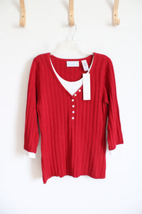 NEW First Issue Red & White Layered Ribbed Top | XL