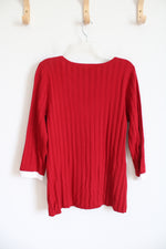 NEW First Issue Red & White Layered Ribbed Top | XL