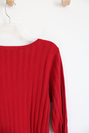 NEW First Issue Red & White Layered Ribbed Top | XL