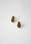 Vintage Gold Green Shimmer Leaf Design Stud Earrings