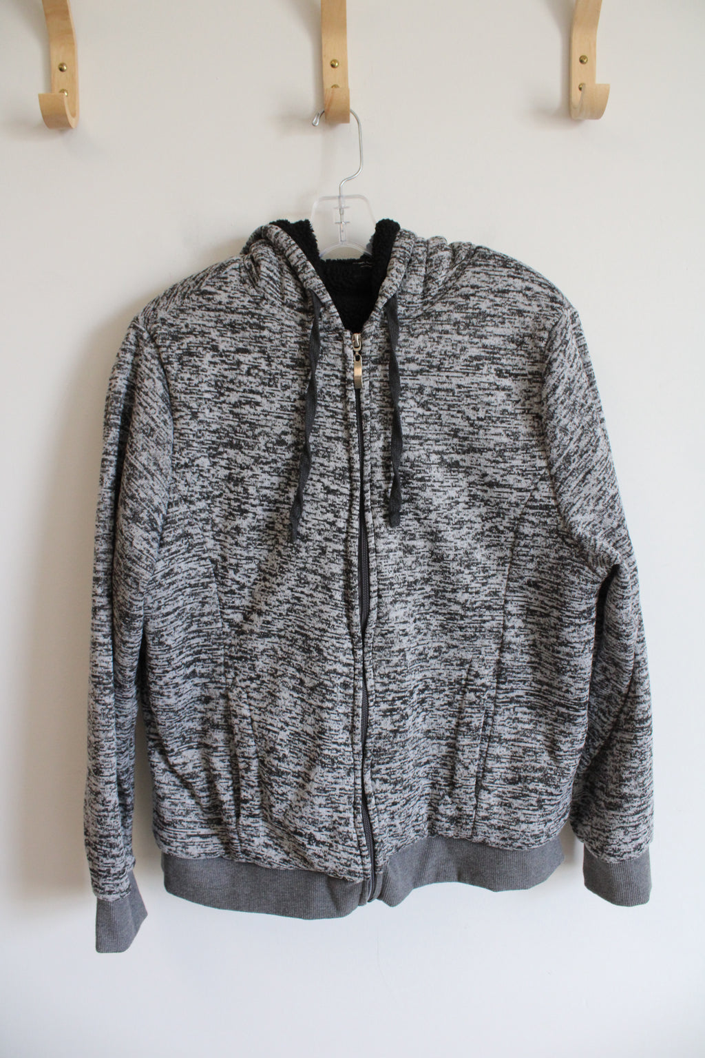 Heathered Gray Black Sherpa Lined Jacket | Youth 14/16