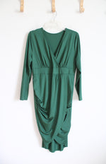 Shein Curve Green Wrap Ruched Long Sleeved Dress | 1XL