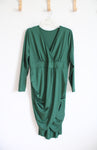 Shein Curve Green Wrap Ruched Long Sleeved Dress | 1XL